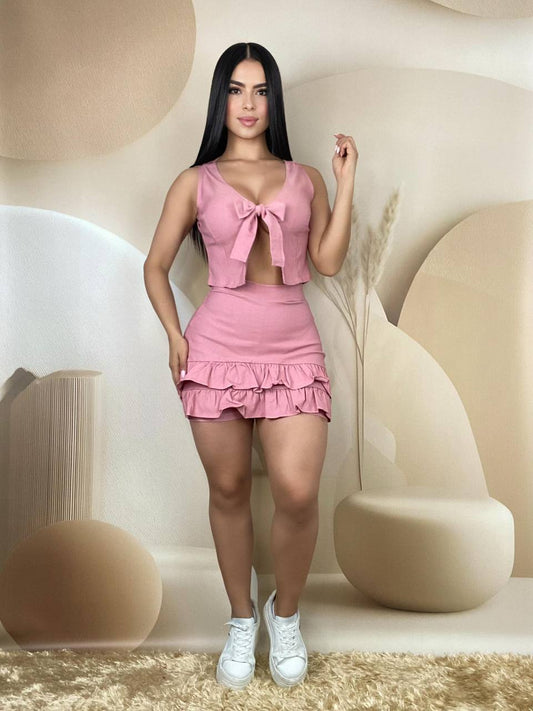 Conjunto blusa y falda short